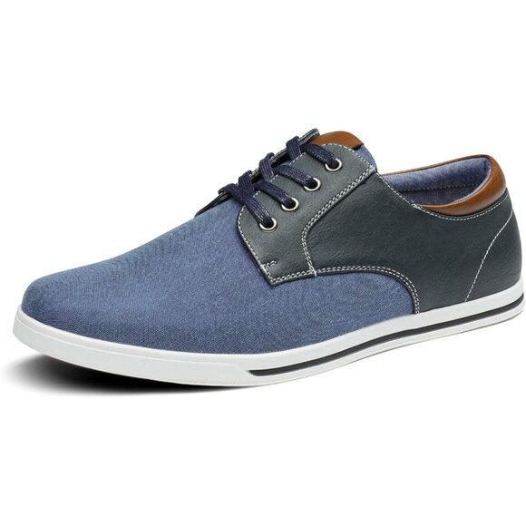 Bruno Marc Men Navy Sneakers Canvas Synthetic Lace Up Comfortable Casual Shoes - Picture 1 of 8